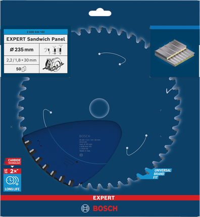 Hoja de sierra circular para panel sándwich Bosch Expert de 235 mm.
